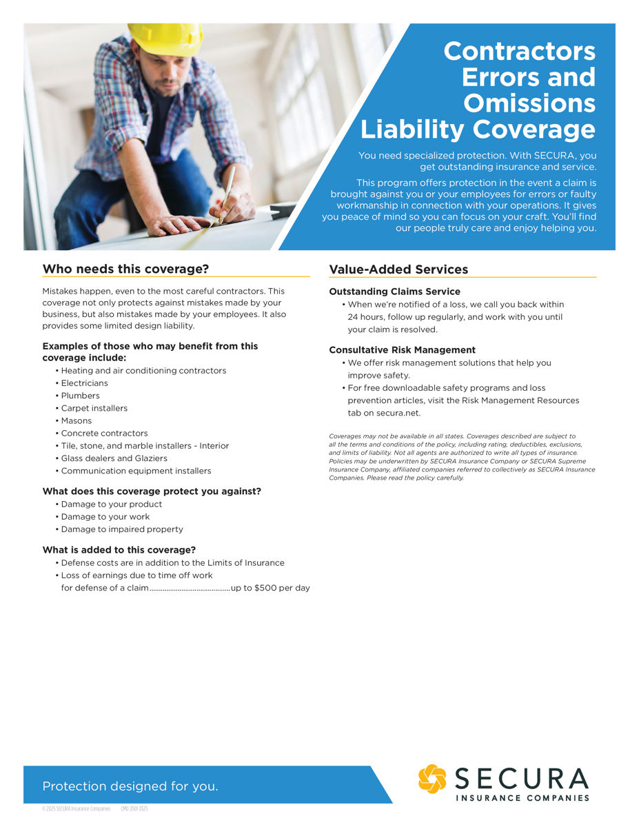 Contractors Errors & Omissions Liability Sell Sheet